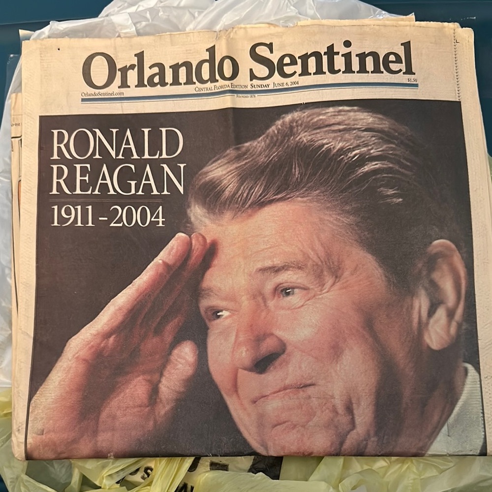 Orlando Sentinel Newspaper with Ronald Reagan Cover
